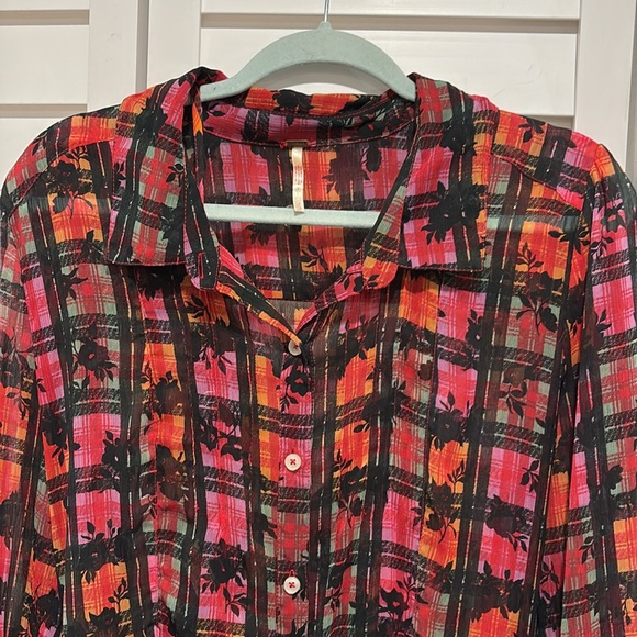 Free People Multicolor Plaid Long Sleeve Dress - Picture 5 of 8